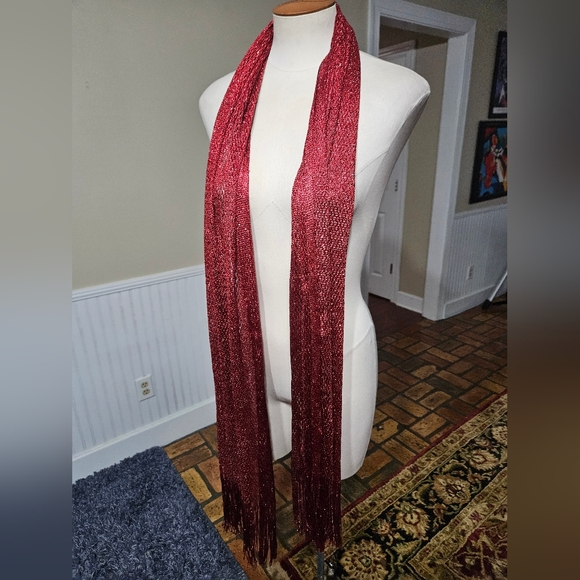 Accessories - Sparkly Fishnet Fringe Scarf